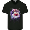 A Hedgehog Watercolour Mens V-Neck Cotton T-Shirt Black