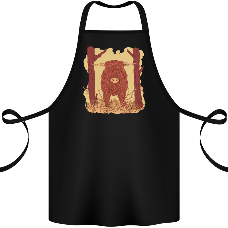 A Highland Cow Cotton Apron 100% Organic Black