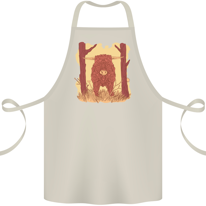 A Highland Cow Cotton Apron 100% Organic Natural