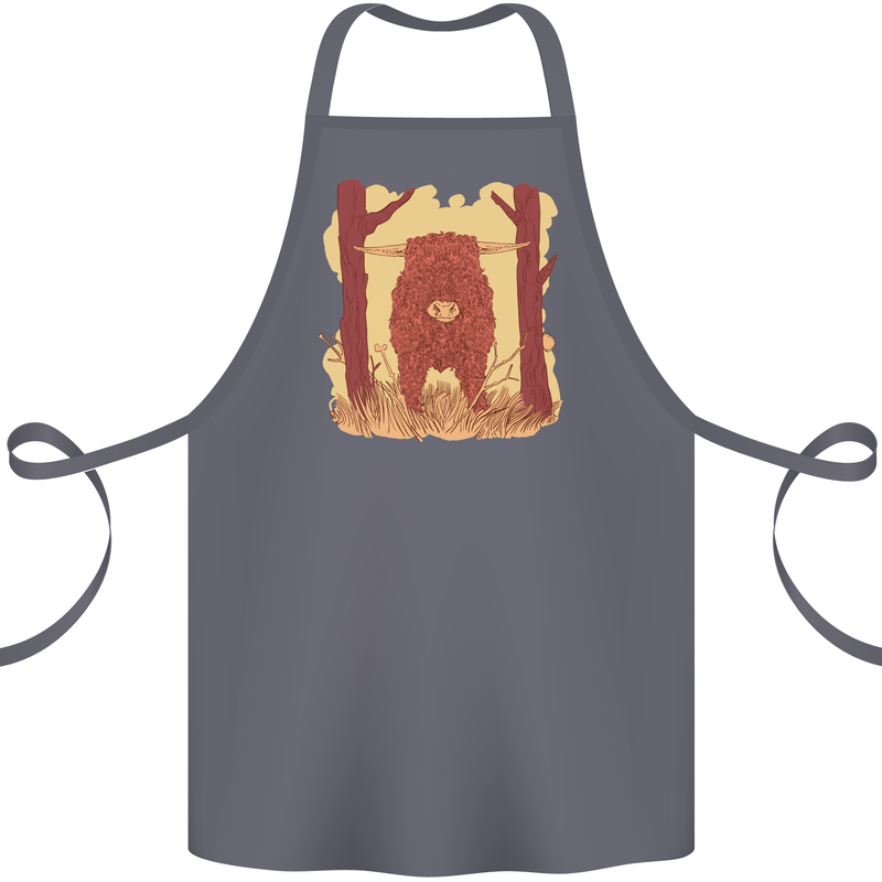 A Highland Cow Cotton Apron 100% Organic Steel