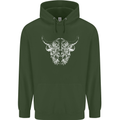 A Highland Cow Design Childrens Kids Hoodie Forest Green