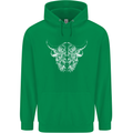 A Highland Cow Design Childrens Kids Hoodie Irish Green