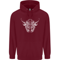 A Highland Cow Design Childrens Kids Hoodie Maroon