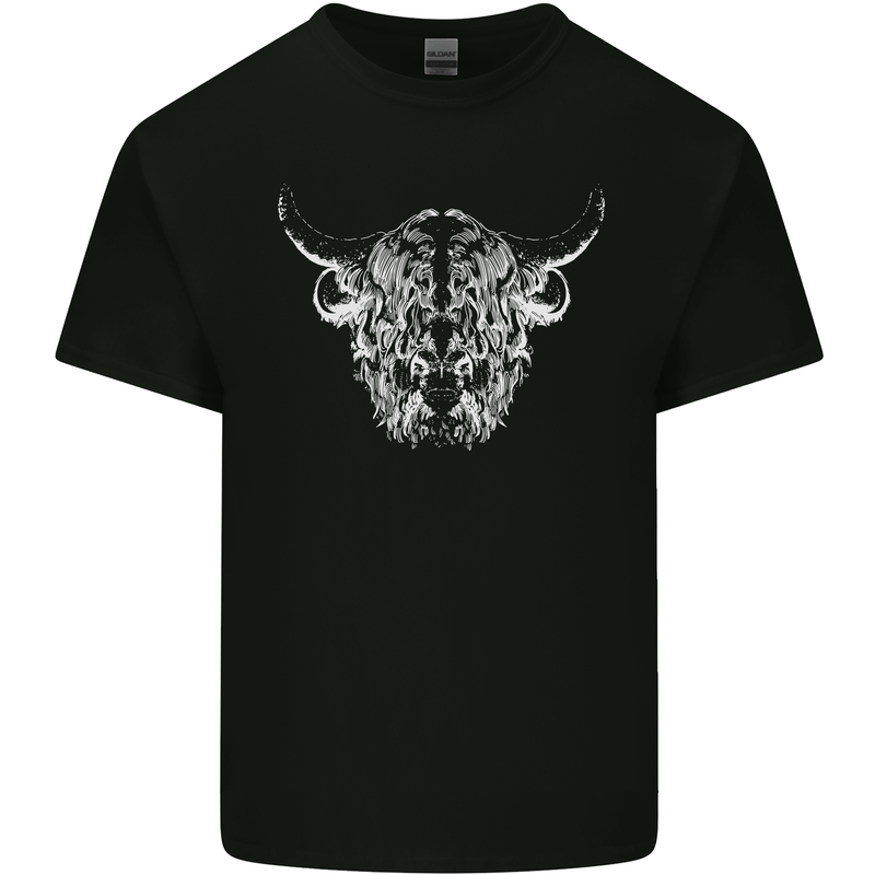A Highland Cow Design Kids T-Shirt Childrens Black