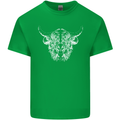 A Highland Cow Design Kids T-Shirt Childrens Irish Green