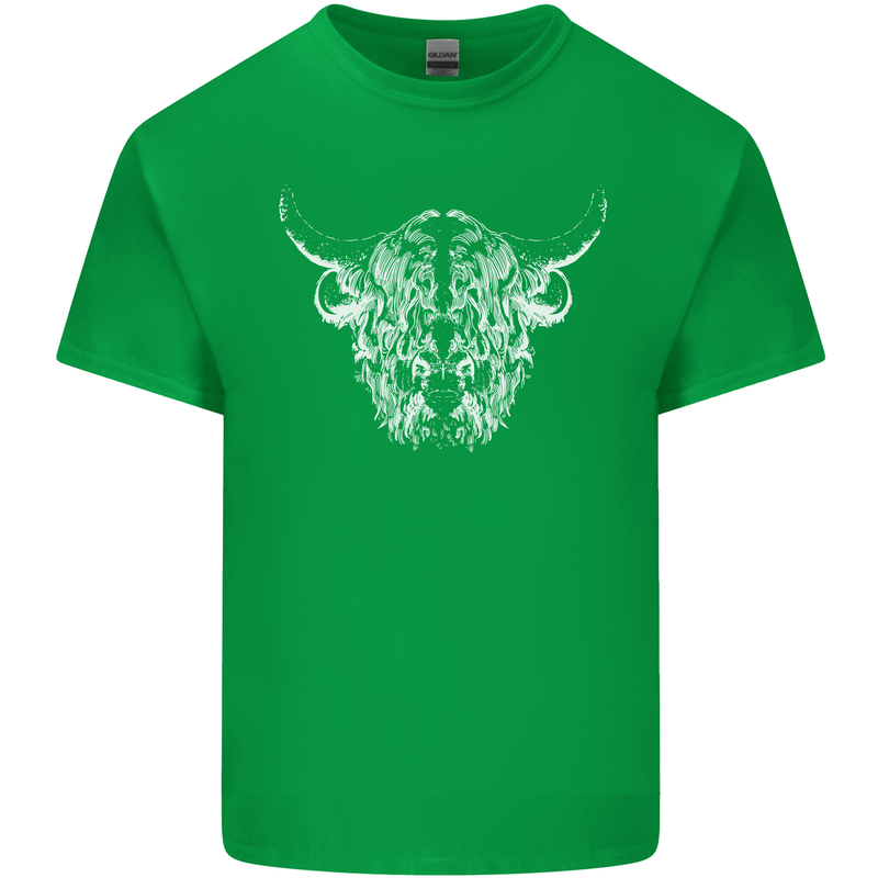 A Highland Cow Design Kids T-Shirt Childrens Irish Green