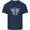 A Highland Cow Design Kids T-Shirt Childrens Navy Blue