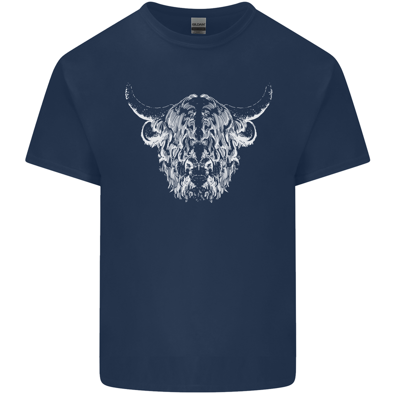 A Highland Cow Design Kids T-Shirt Childrens Navy Blue