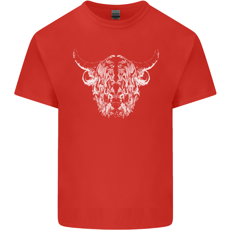A Highland Cow Design Kids T-Shirt Childrens Red
