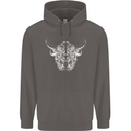 A Highland Cow Design Mens 80% Cotton Hoodie Charcoal