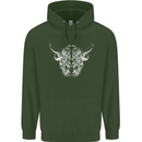 A Highland Cow Design Mens 80% Cotton Hoodie Forest Green