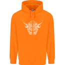 A Highland Cow Design Mens 80% Cotton Hoodie Orange
