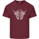 A Highland Cow Design Mens Cotton T-Shirt Tee Top Maroon