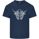 A Highland Cow Design Mens Cotton T-Shirt Tee Top Navy Blue
