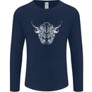 A Highland Cow Design Mens Long Sleeve T-Shirt Navy Blue