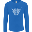 A Highland Cow Design Mens Long Sleeve T-Shirt Royal Blue