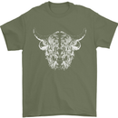 A Highland Cow Design Mens T-Shirt 100% Cotton Military Green