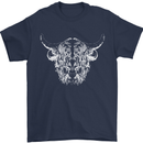A Highland Cow Design Mens T-Shirt 100% Cotton Navy Blue