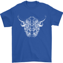 A Highland Cow Design Mens T-Shirt 100% Cotton Royal Blue