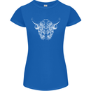 A Highland Cow Design Womens Petite Cut T-Shirt Royal Blue