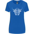 A Highland Cow Design Womens Wider Cut T-Shirt Royal Blue