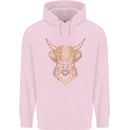 A Highland Cow Drawing Childrens Kids Hoodie Light Pink