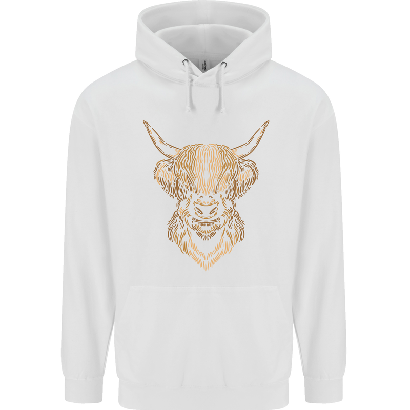 A Highland Cow Drawing Childrens Kids Hoodie White