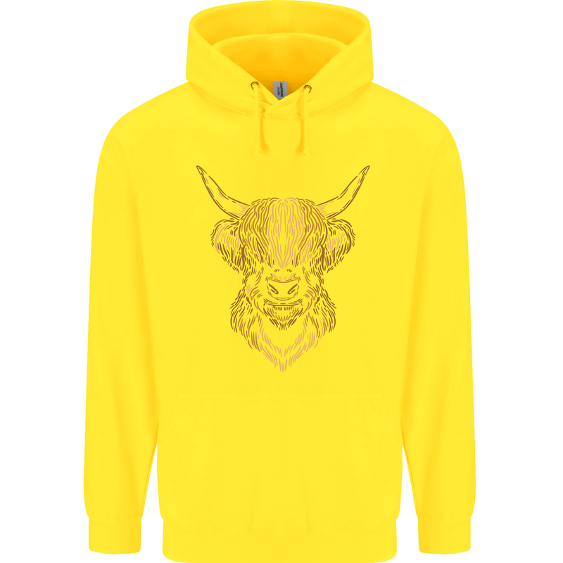 A Highland Cow Drawing Childrens Kids Hoodie Yellow