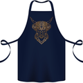 A Highland Cow Drawing Cotton Apron 100% Organic Navy Blue