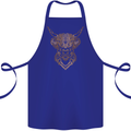 A Highland Cow Drawing Cotton Apron 100% Organic Royal Blue