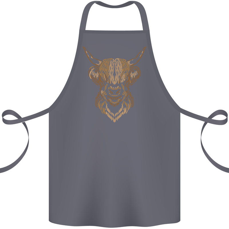 A Highland Cow Drawing Cotton Apron 100% Organic Steel