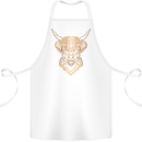 A Highland Cow Drawing Cotton Apron 100% Organic White