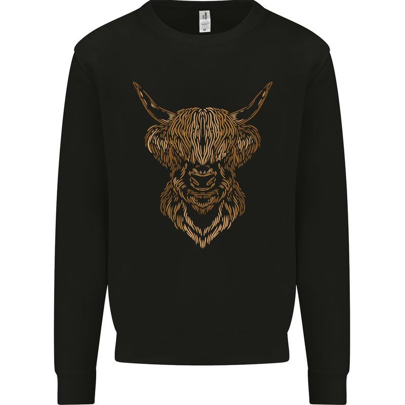 A Highland Cow Drawing Kids Sweatshirt Jumper Black