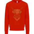 A Highland Cow Drawing Kids Sweatshirt Jumper Bright Red
