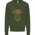 A Highland Cow Drawing Kids Sweatshirt Jumper Forest Green