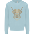 A Highland Cow Drawing Kids Sweatshirt Jumper Light Blue