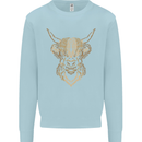 A Highland Cow Drawing Kids Sweatshirt Jumper Light Blue