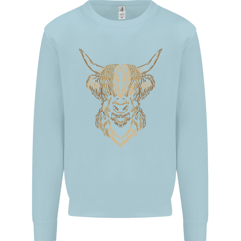 A Highland Cow Drawing Kids Sweatshirt Jumper Light Blue