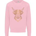 A Highland Cow Drawing Kids Sweatshirt Jumper Light Pink