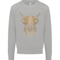 A Highland Cow Drawing Kids Sweatshirt Jumper Sports Grey