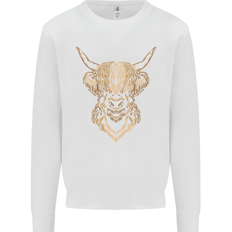 A Highland Cow Drawing Kids Sweatshirt Jumper White
