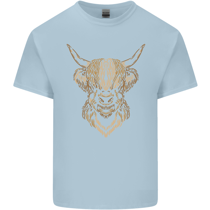 A Highland Cow Drawing Kids T-Shirt Childrens Light Blue