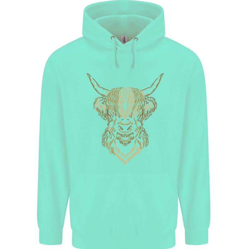 A Highland Cow Drawing Mens 80% Cotton Hoodie Peppermint