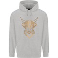 A Highland Cow Drawing Mens 80% Cotton Hoodie Sports Grey