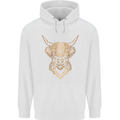 A Highland Cow Drawing Mens 80% Cotton Hoodie White