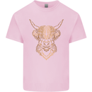 A Highland Cow Drawing Mens Cotton T-Shirt Tee Top Light Pink