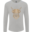 A Highland Cow Drawing Mens Long Sleeve T-Shirt Sports Grey