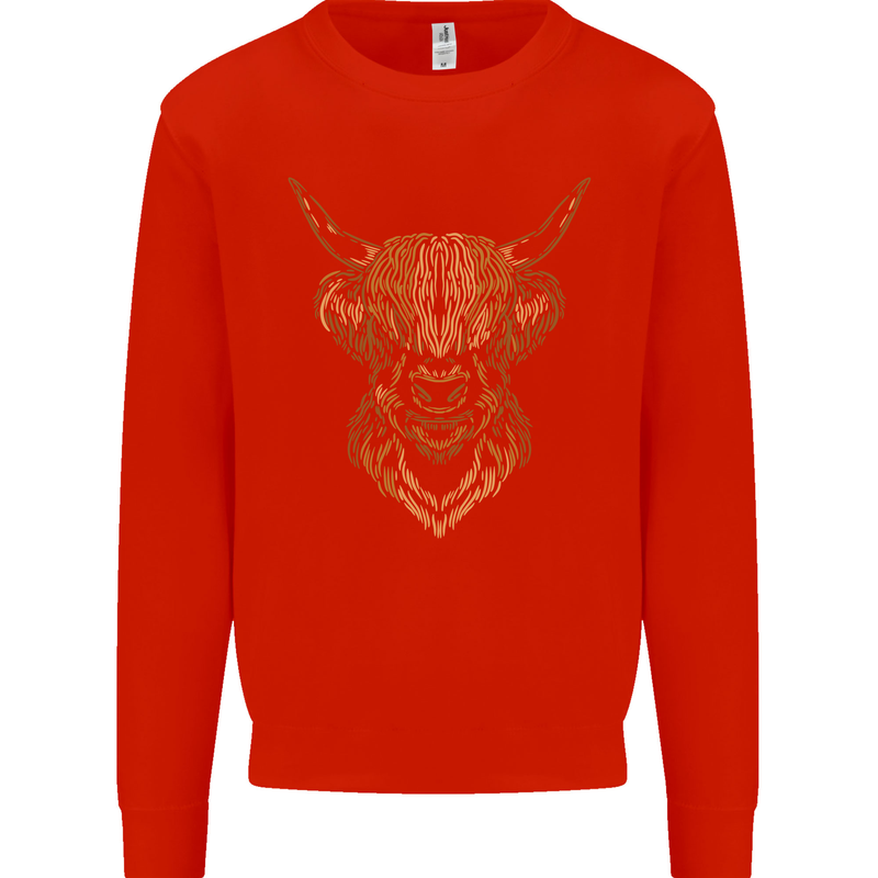 A Highland Cow Drawing Mens Sweatshirt Jumper Bright Red