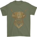 A Highland Cow Drawing Mens T-Shirt 100% Cotton Military Green