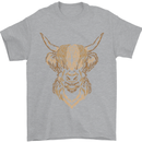 A Highland Cow Drawing Mens T-Shirt 100% Cotton Sports Grey